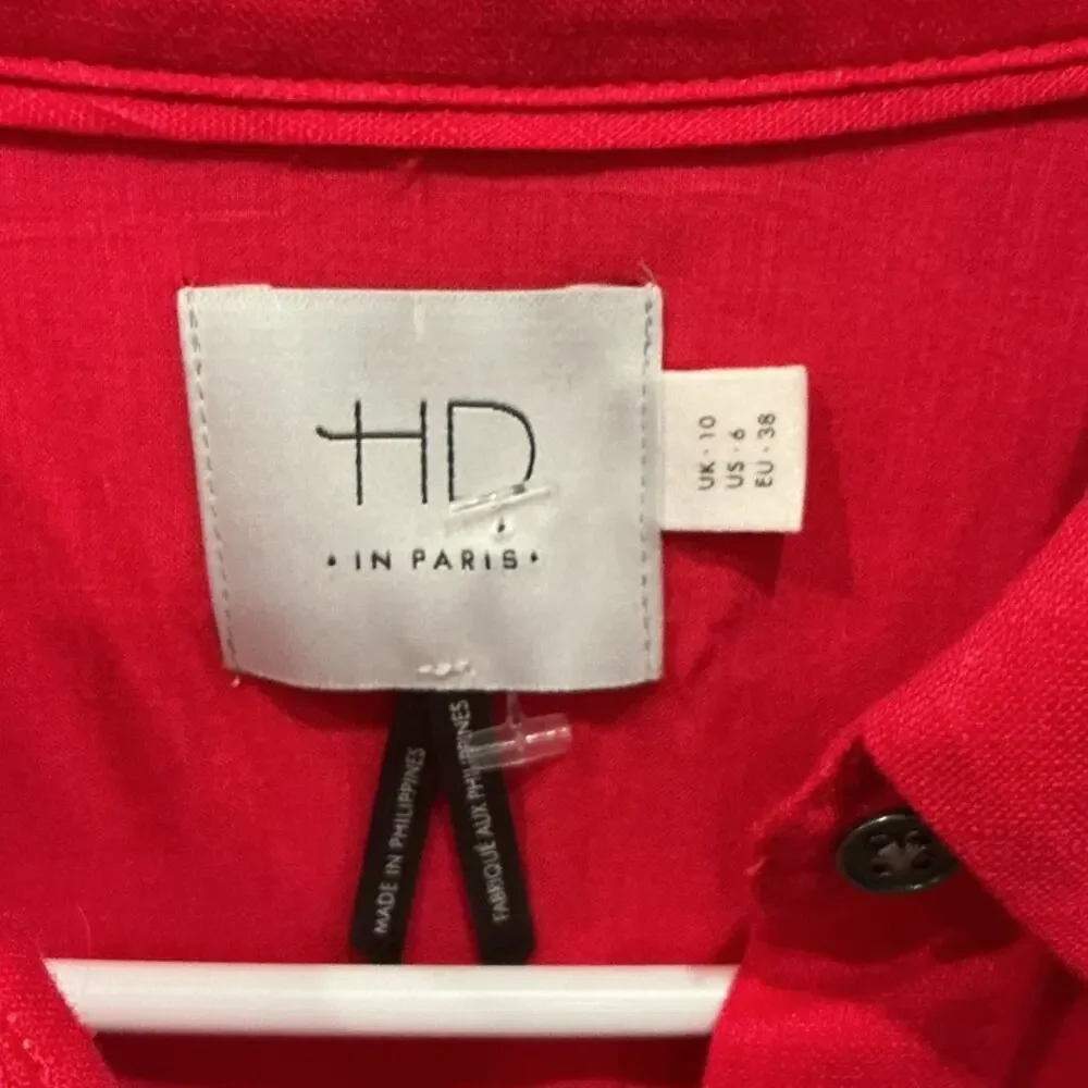 HD In Paris Anthro Womens Printemps Linen Dress Bright Pink US 6 Bright Pink - Picture 4 of 13